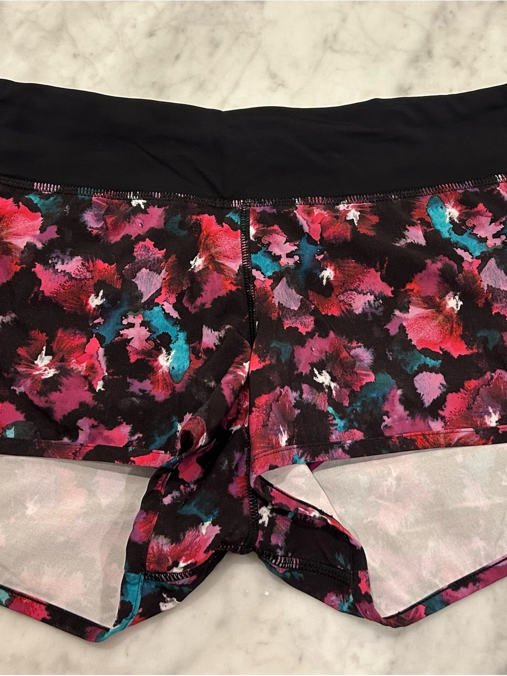 lululemon athletica Black Multicolor Floral Athletic Shorts